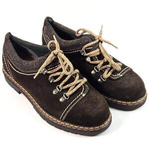 Simard & Voyer Marzetti Women Oxfords EU 37 Brown Suede Leather Lace Up Rustic